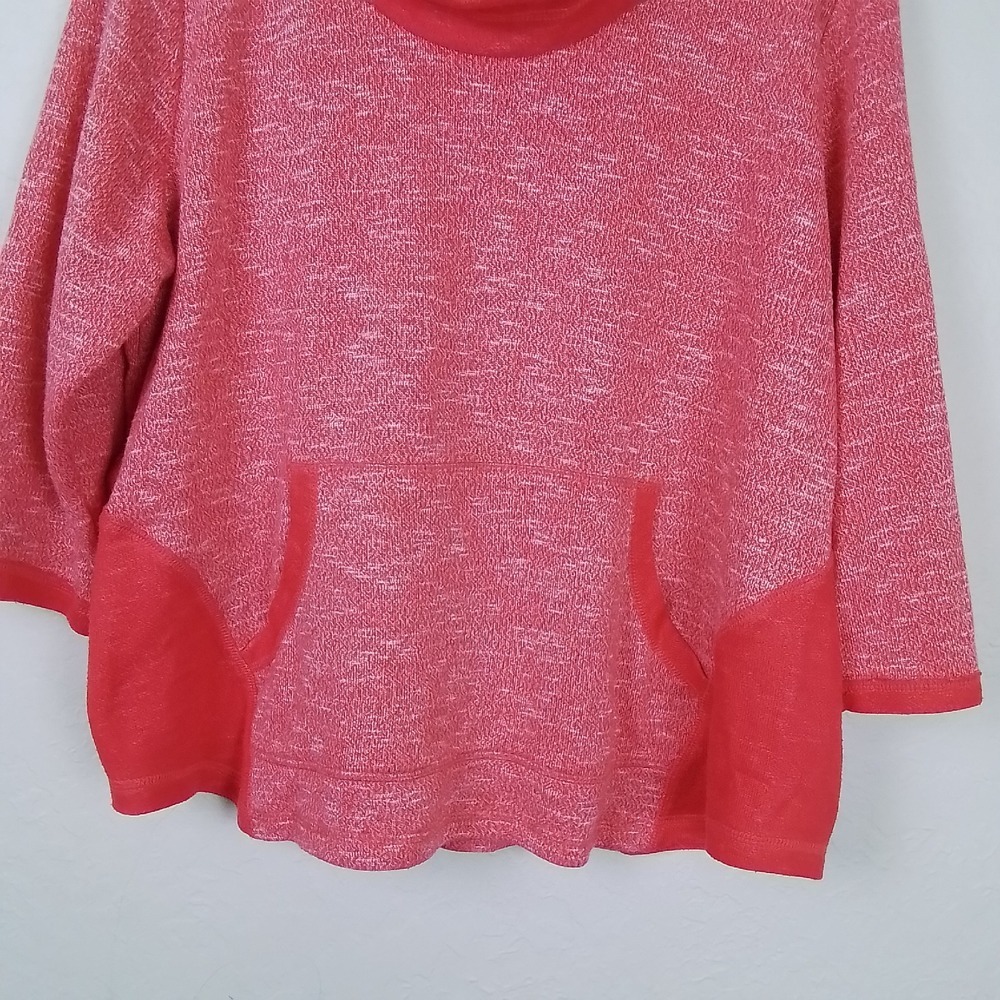 Ruby Rd. Woman‎ 1X Knit Cowl Neck Sweater Coral Pink Marled Long Sleeve Pullover - Picture 4 of 11